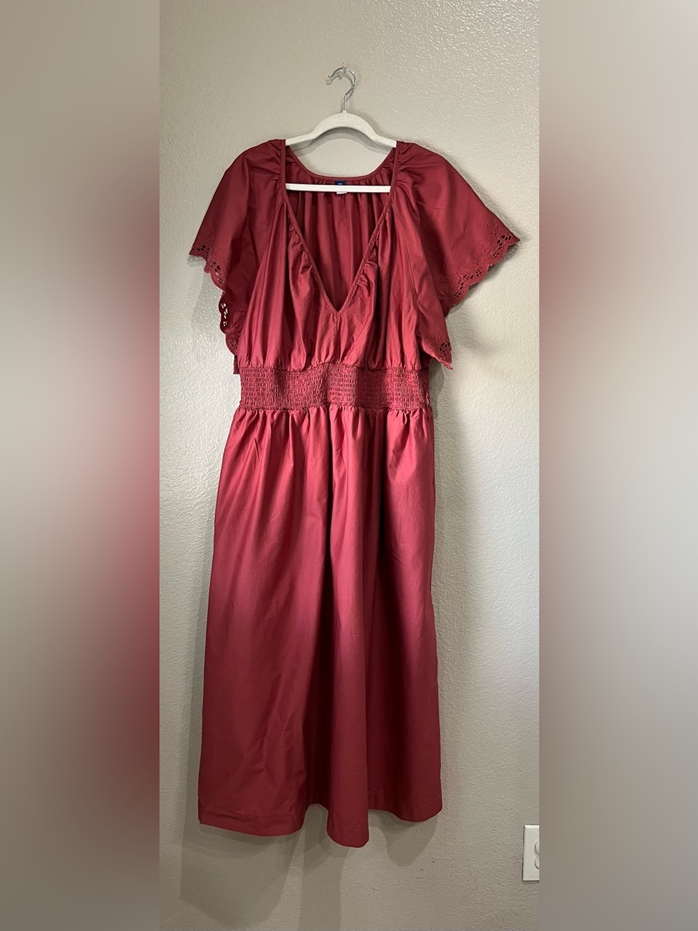 Old Navy Ruffled Flutter Sleeve V Neck Max Dress Deep Rose Sz XXL Summer TC0629